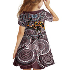 Aboriginal Pattern Bird Family Matching Long Sleeve Bodycon Dress and Hawaiian Shirt