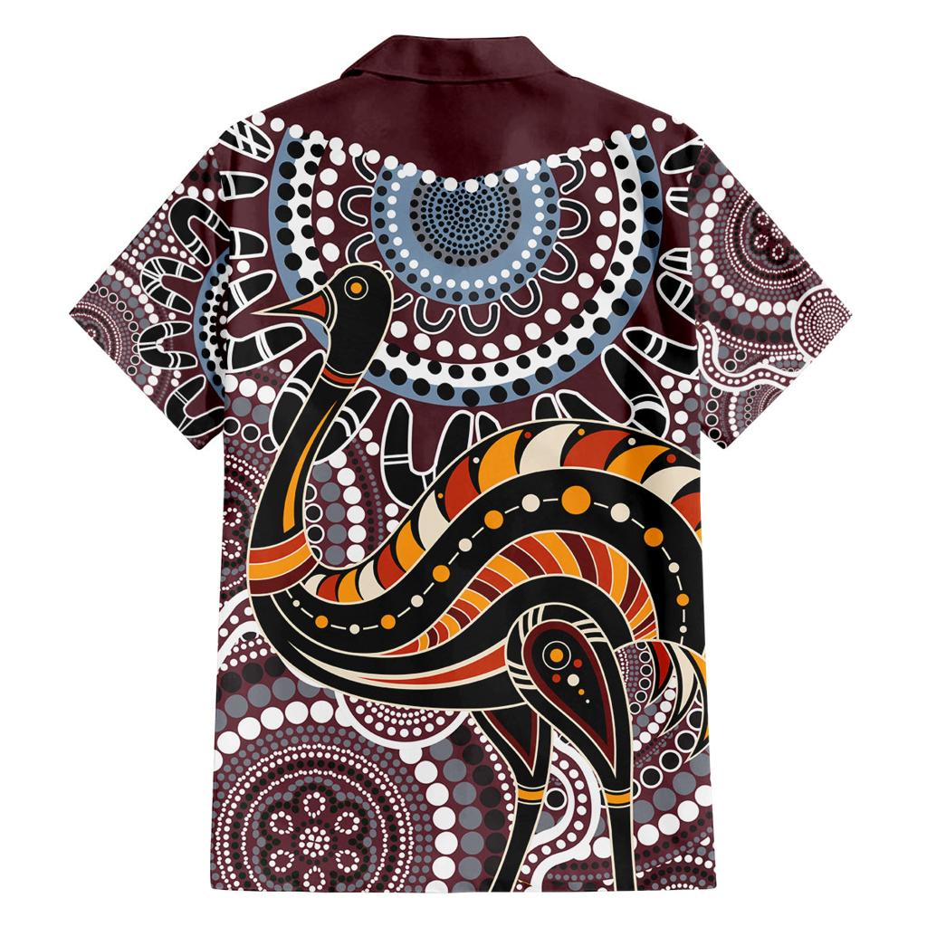 Aboriginal Pattern Bird Family Matching Long Sleeve Bodycon Dress and Hawaiian Shirt