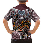 Aboriginal Pattern Bird Family Matching Mermaid Dress and Hawaiian Shirt