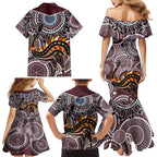 Aboriginal Pattern Bird Family Matching Mermaid Dress and Hawaiian Shirt