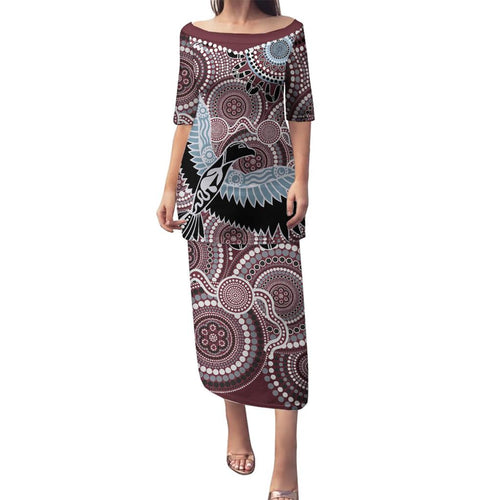 Aboriginal Pattern Bird Family Matching Puletasi and Hawaiian Shirt