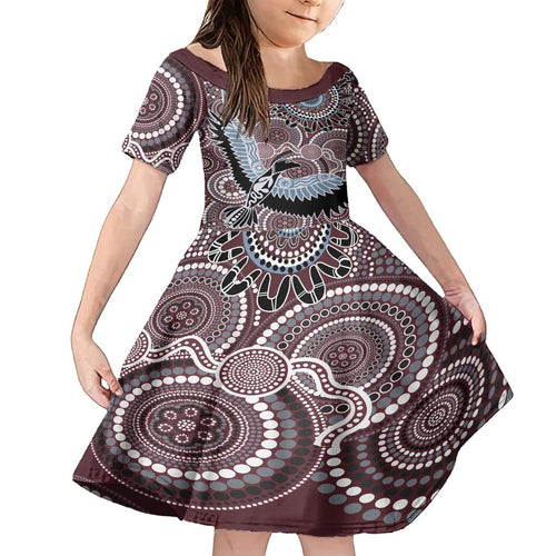 Aboriginal Pattern Bird Family Matching Short Sleeve Bodycon Dress and Hawaiian Shirt