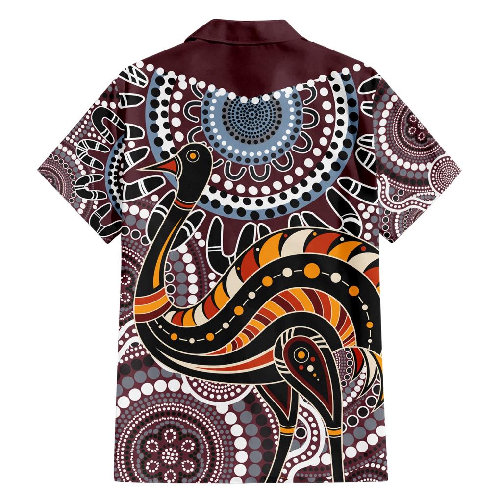 Aboriginal Pattern Bird Family Matching Short Sleeve Bodycon Dress and Hawaiian Shirt