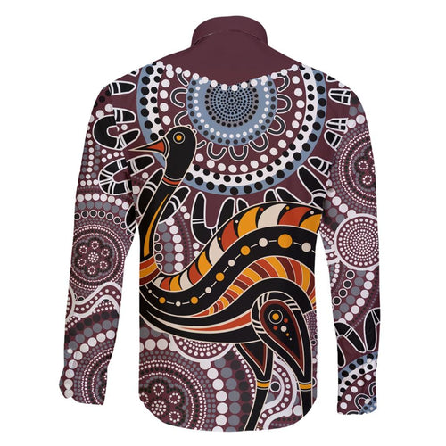 Aboriginal Pattern Bird Family Matching Short Sleeve Bodycon Dress and Hawaiian Shirt