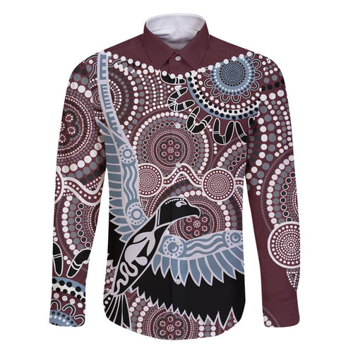Aboriginal Pattern Bird Family Matching Summer Maxi Dress and Hawaiian Shirt
