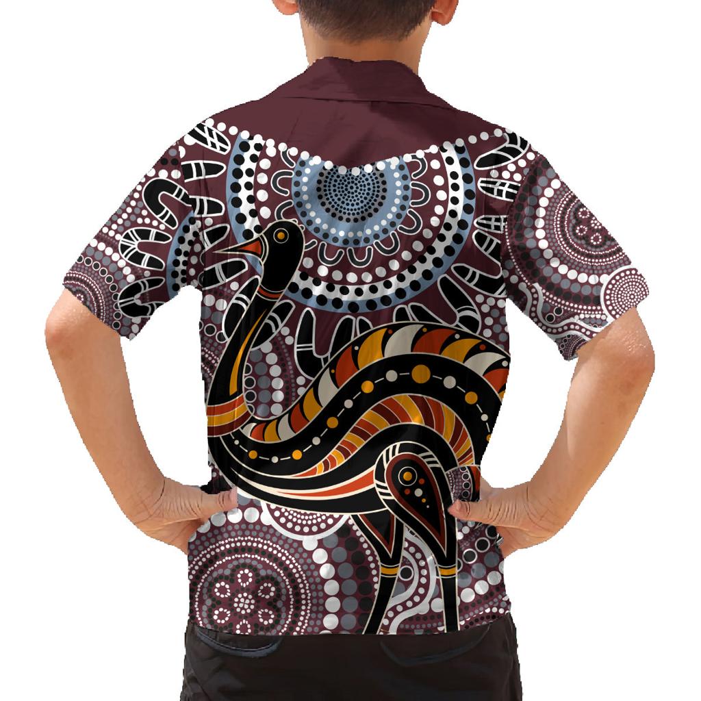 Aboriginal Pattern Bird Family Matching Tank Maxi Dress and Hawaiian Shirt