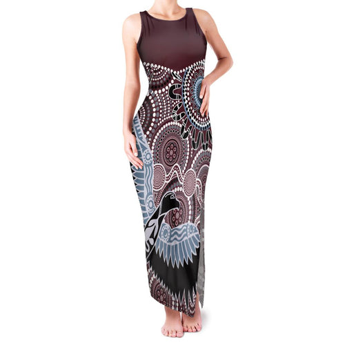 Aboriginal Pattern Bird Family Matching Tank Maxi Dress and Hawaiian Shirt