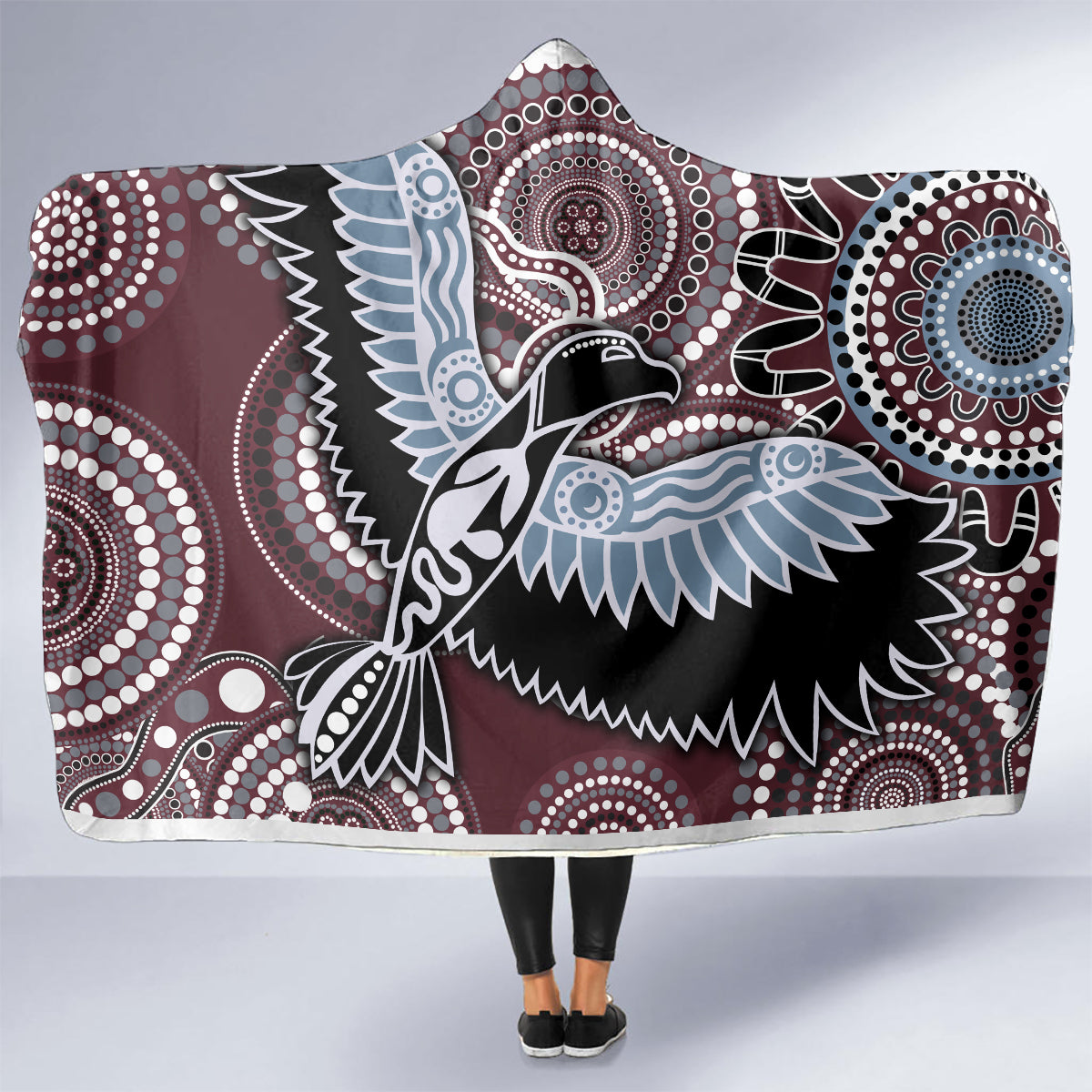 Aboriginal Pattern Bird Hooded Blanket