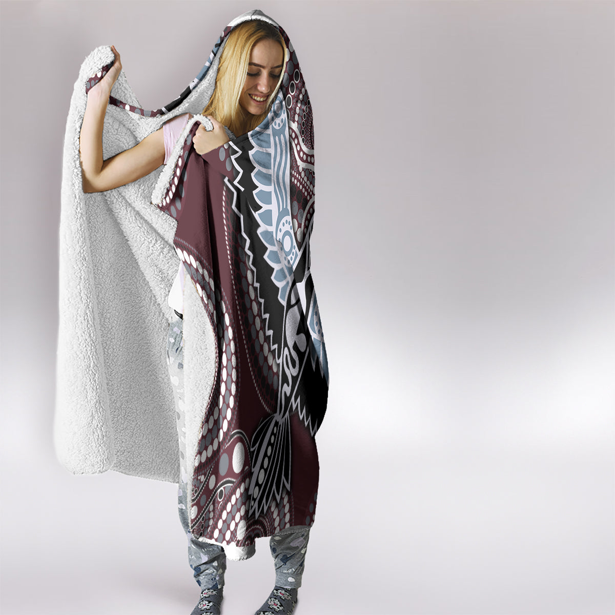 Aboriginal Pattern Bird Hooded Blanket