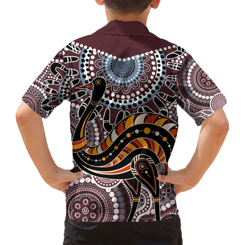 Aboriginal Pattern Bird Kid Hawaiian Shirt