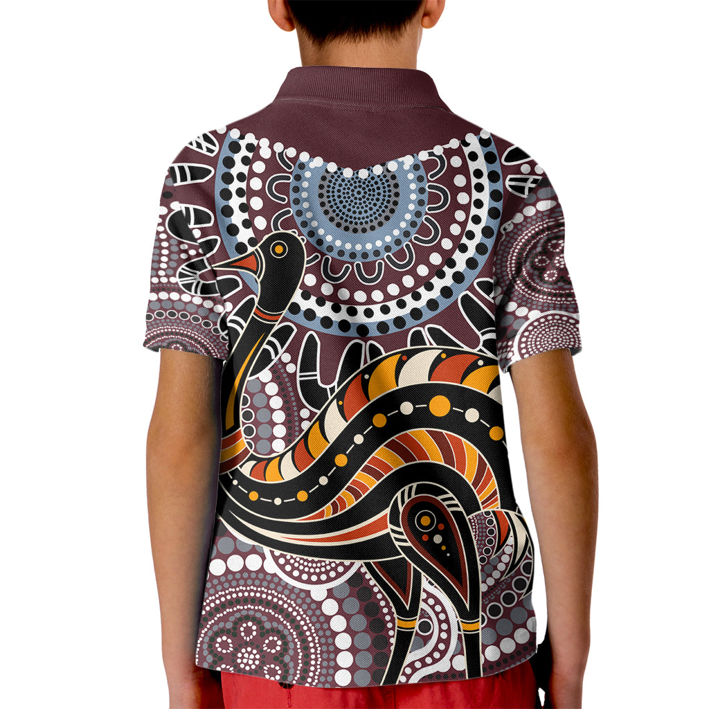 Aboriginal Pattern Bird Kid Polo Shirt