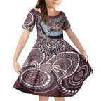 Aboriginal Pattern Bird Kid Short Sleeve Dress