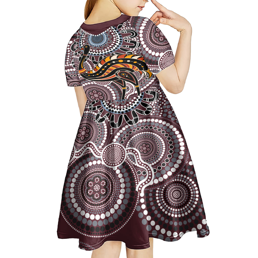 Aboriginal Pattern Bird Kid Short Sleeve Dress