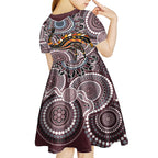 Aboriginal Pattern Bird Kid Short Sleeve Dress