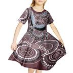 Aboriginal Pattern Bird Kid Short Sleeve Dress