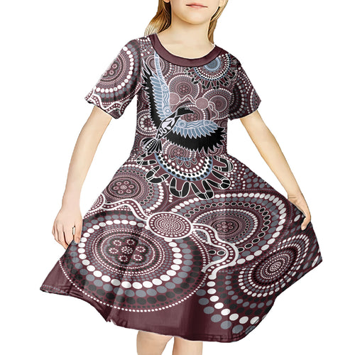 Aboriginal Pattern Bird Kid Short Sleeve Dress