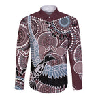 Aboriginal Pattern Bird Long Sleeve Button Shirt