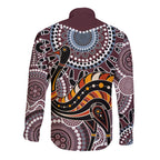 Aboriginal Pattern Bird Long Sleeve Button Shirt