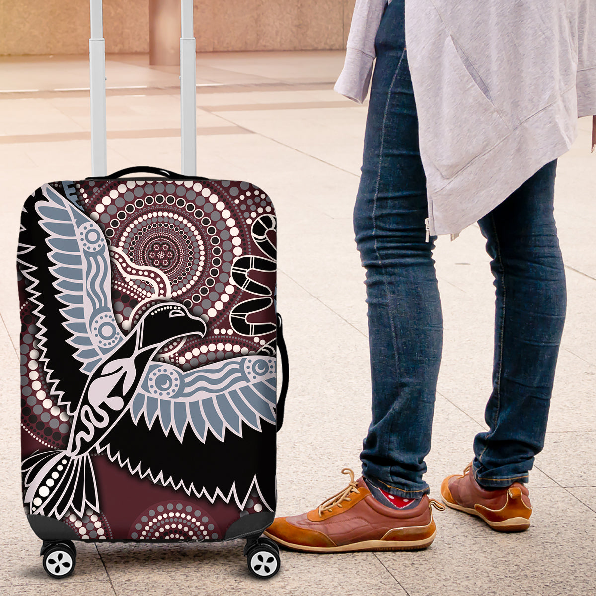 Aboriginal Pattern Bird Luggage Cover
