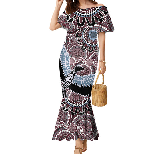 Aboriginal Pattern Bird Mermaid Dress