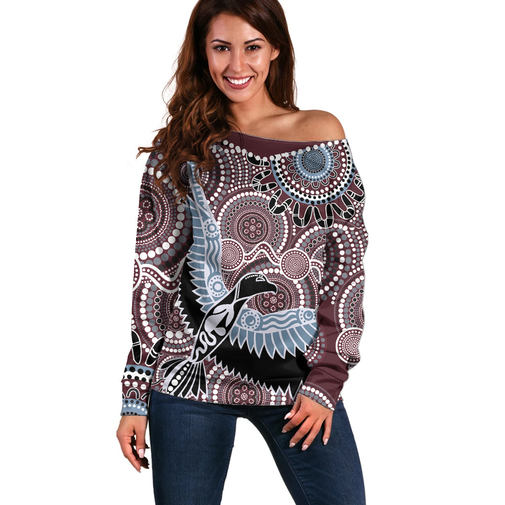 Aboriginal Pattern Bird Off Shoulder Sweater
