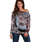 Aboriginal Pattern Bird Off Shoulder Sweater