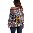 Aboriginal Pattern Bird Off Shoulder Sweater