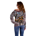 Aboriginal Pattern Bird Off Shoulder Sweater