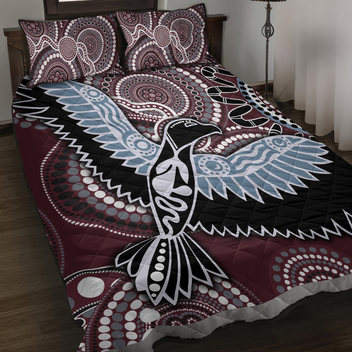 Aboriginal Pattern Bird Quilt Bed Set