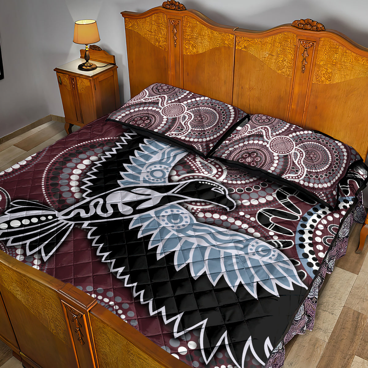 Aboriginal Pattern Bird Quilt Bed Set