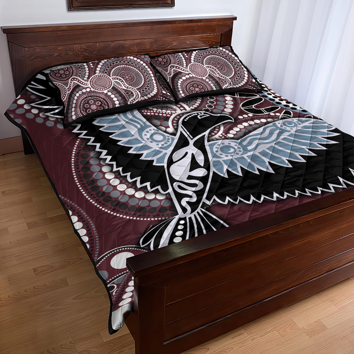 Aboriginal Pattern Bird Quilt Bed Set