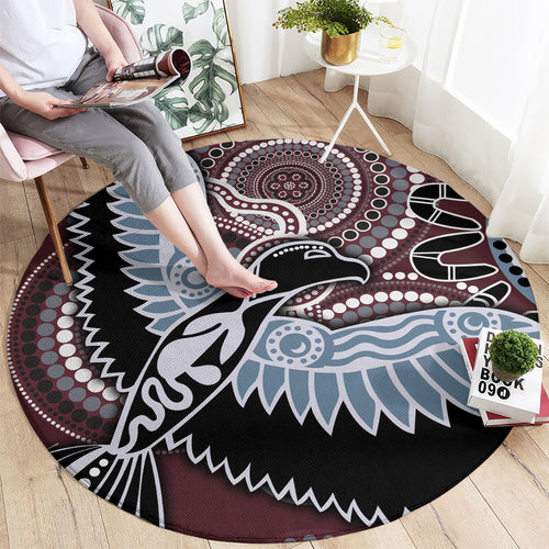 Aboriginal Pattern Bird Round Carpet