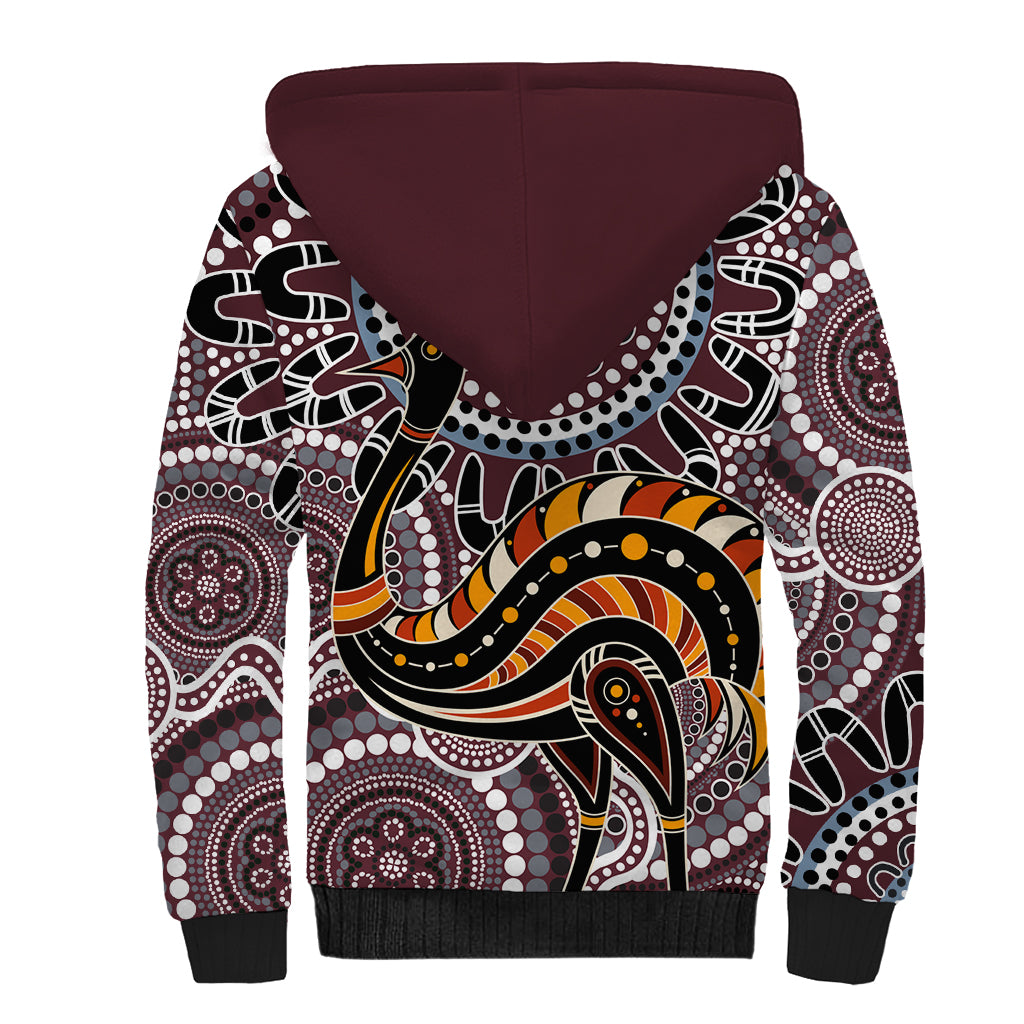 Aboriginal Pattern Bird Sherpa Hoodie
