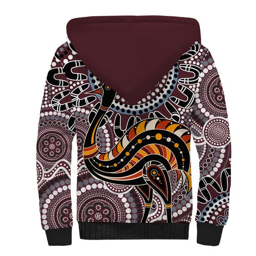 Aboriginal Pattern Bird Sherpa Hoodie