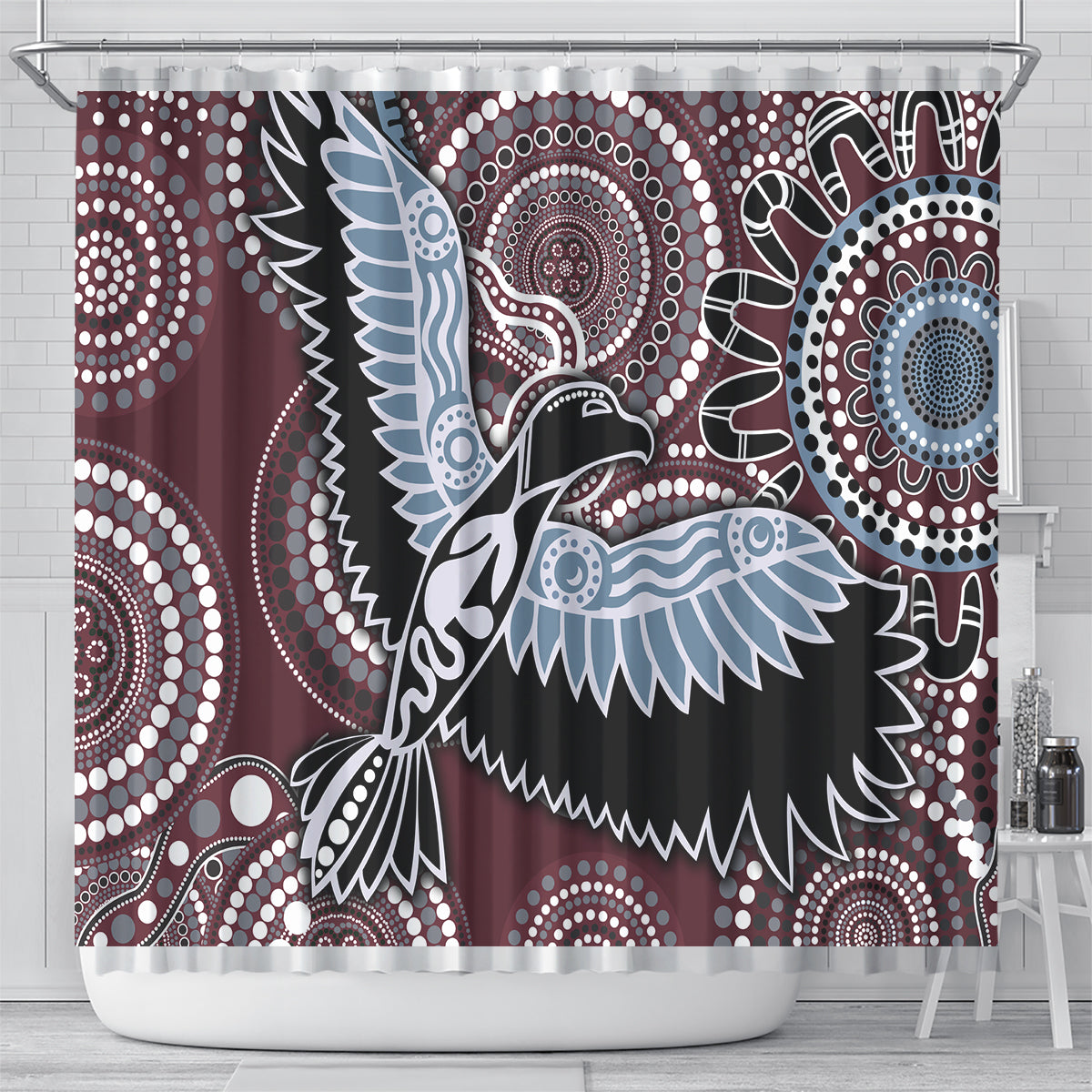 Aboriginal Pattern Bird Shower Curtain