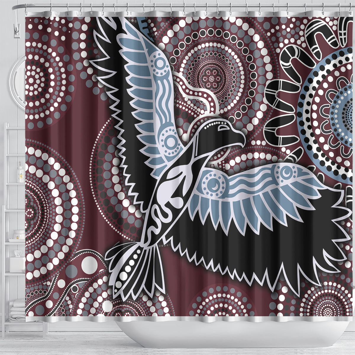 Aboriginal Pattern Bird Shower Curtain