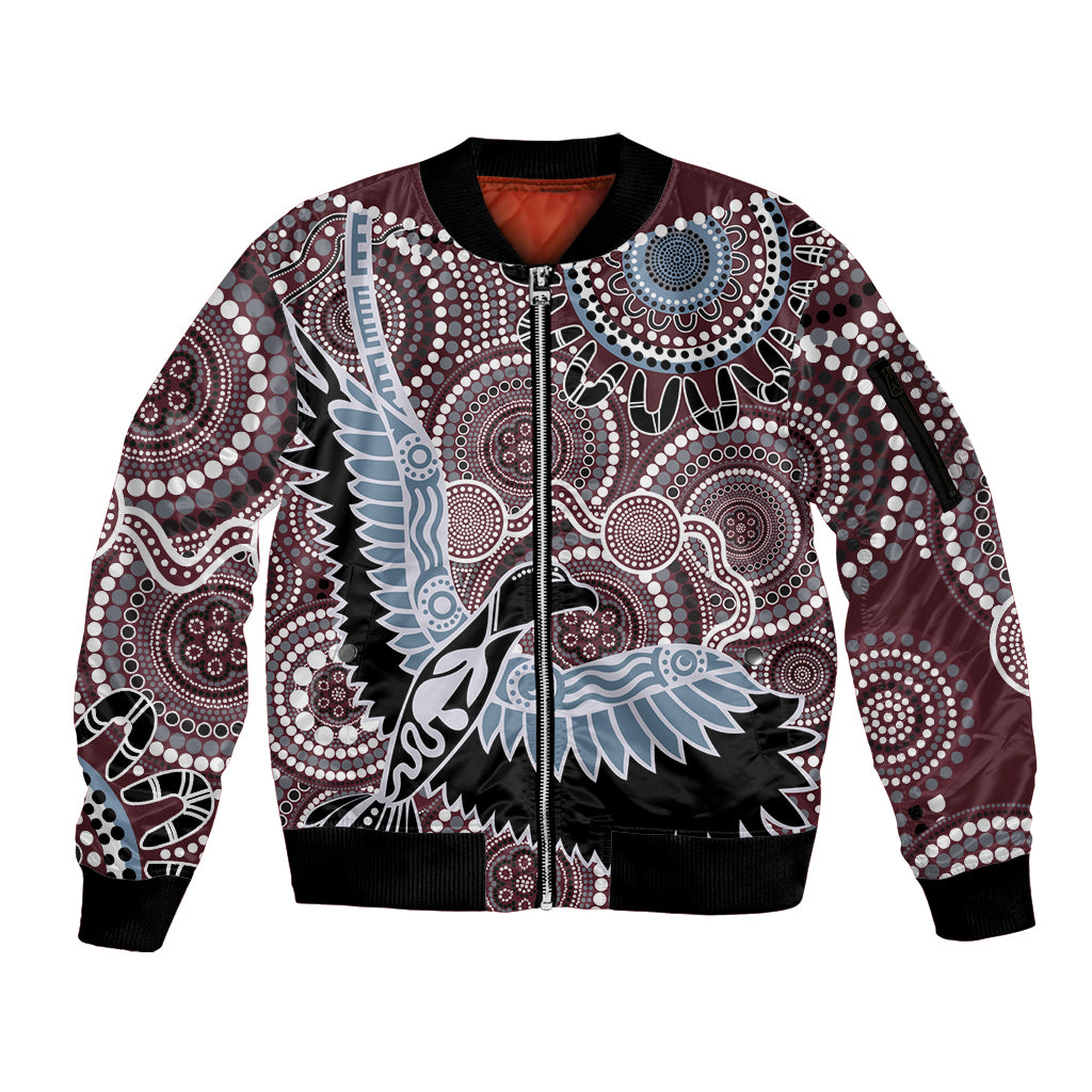 Aboriginal Pattern Bird Sleeve Zip Bomber Jacket