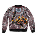 Aboriginal Pattern Bird Sleeve Zip Bomber Jacket