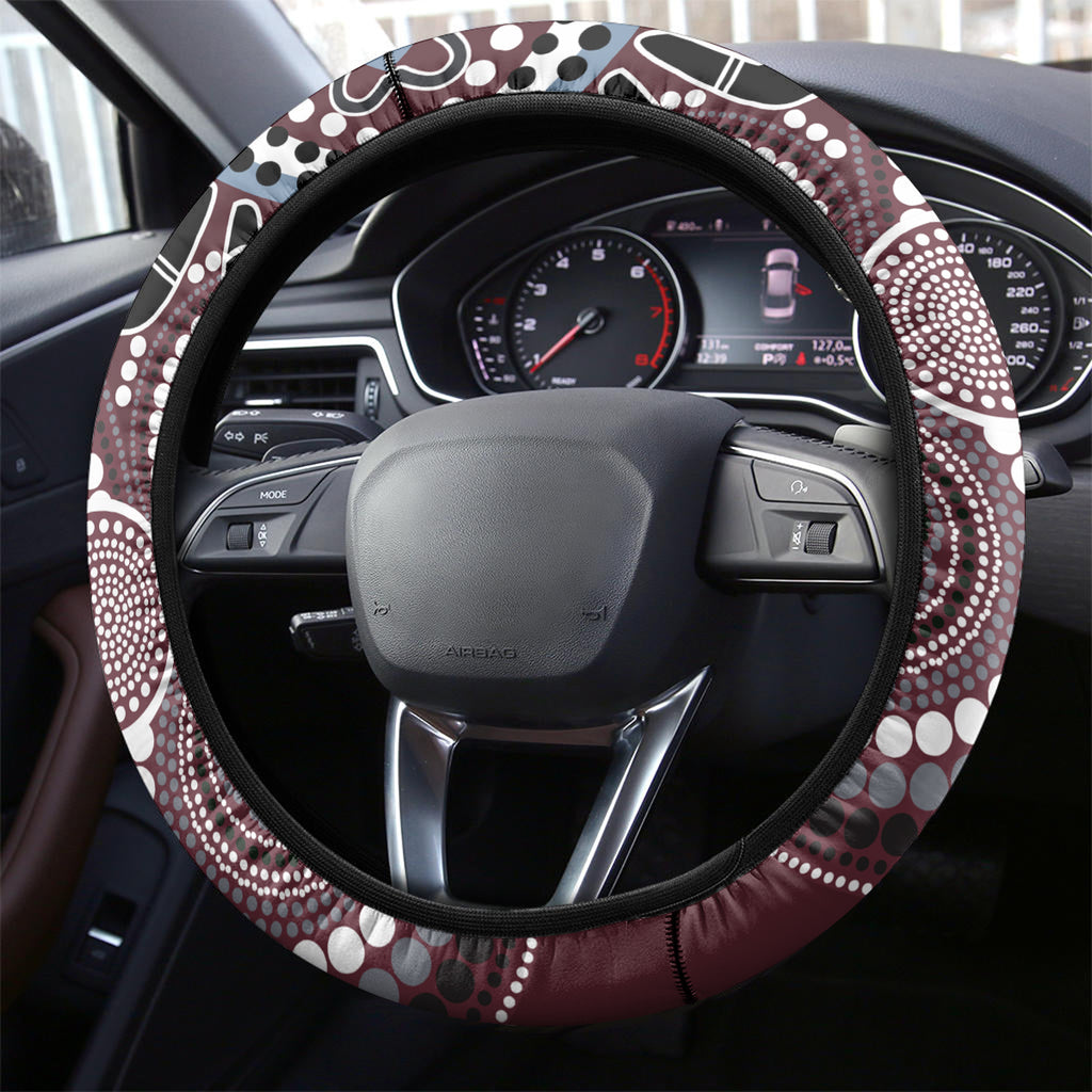 Aboriginal Pattern Bird Steering Wheel Cover