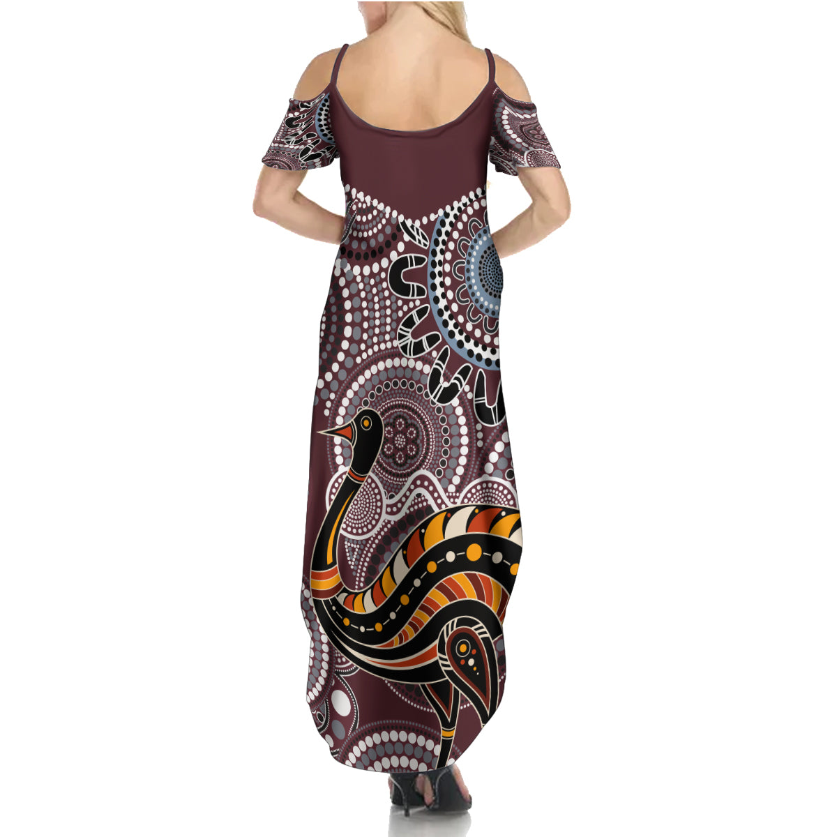 Aboriginal Pattern Bird Summer Maxi Dress