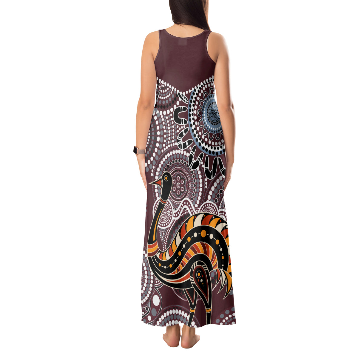 Aboriginal Pattern Bird Tank Maxi Dress