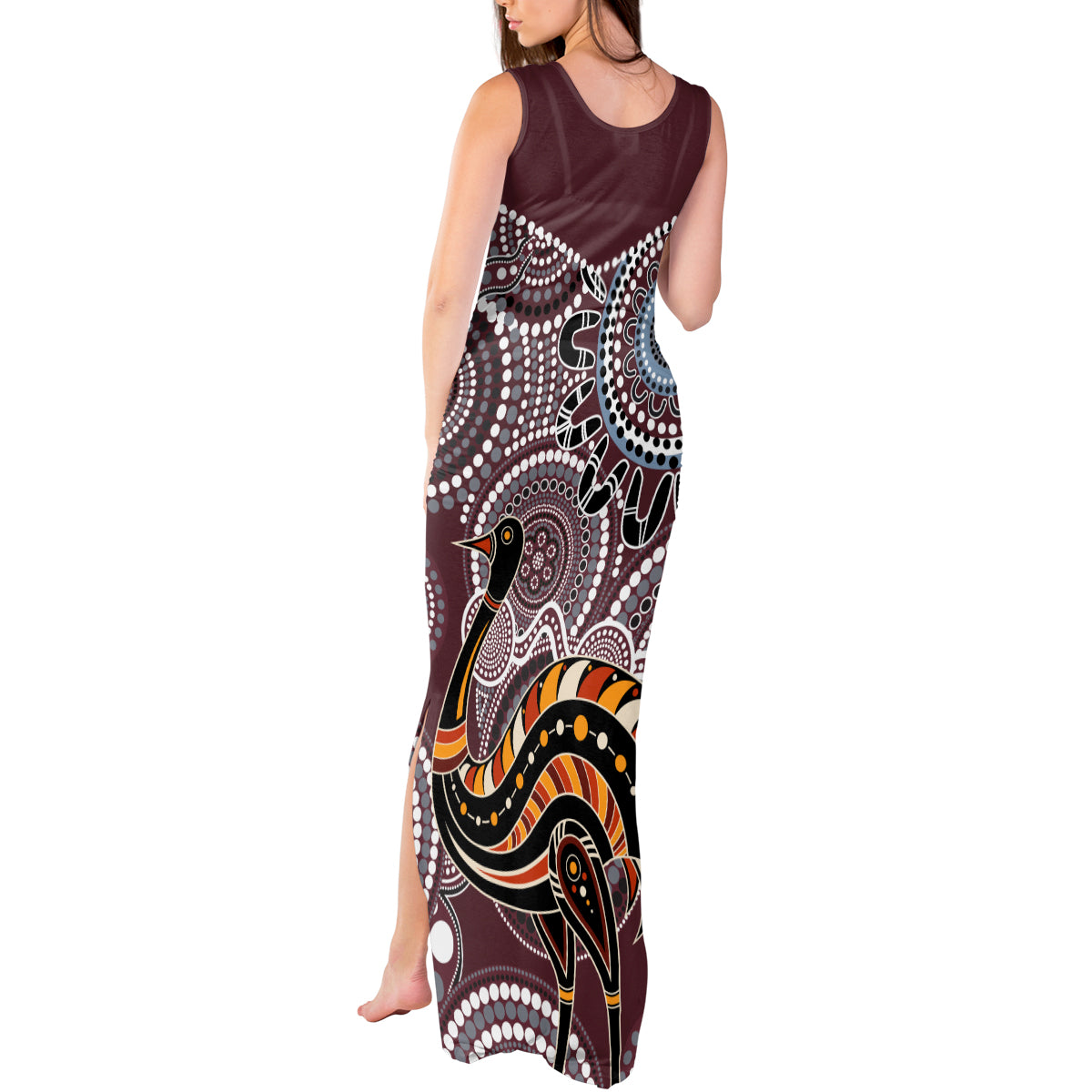 Aboriginal Pattern Bird Tank Maxi Dress