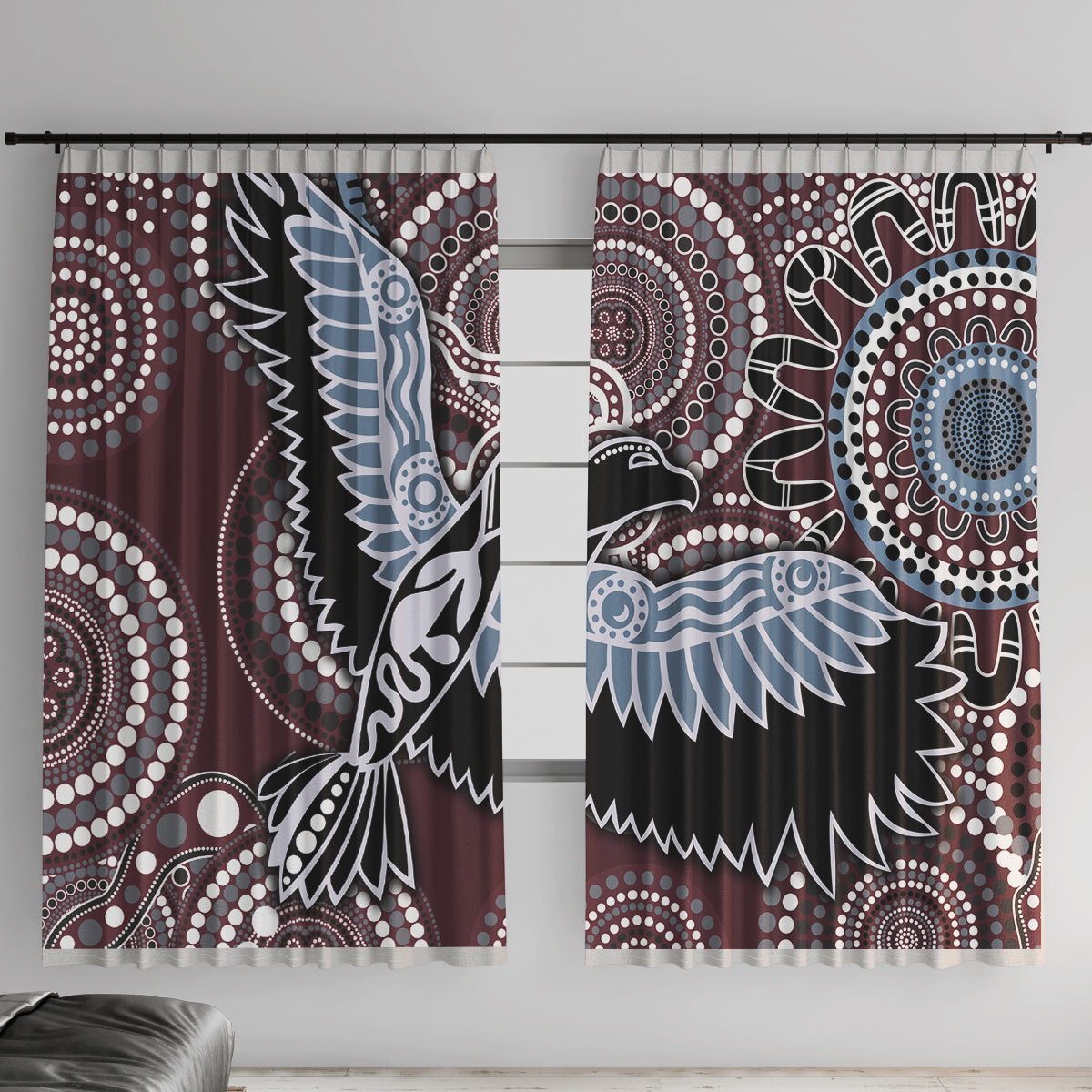 Aboriginal Pattern Bird Window Curtain