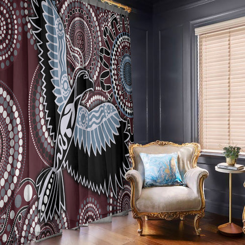 Aboriginal Pattern Bird Window Curtain
