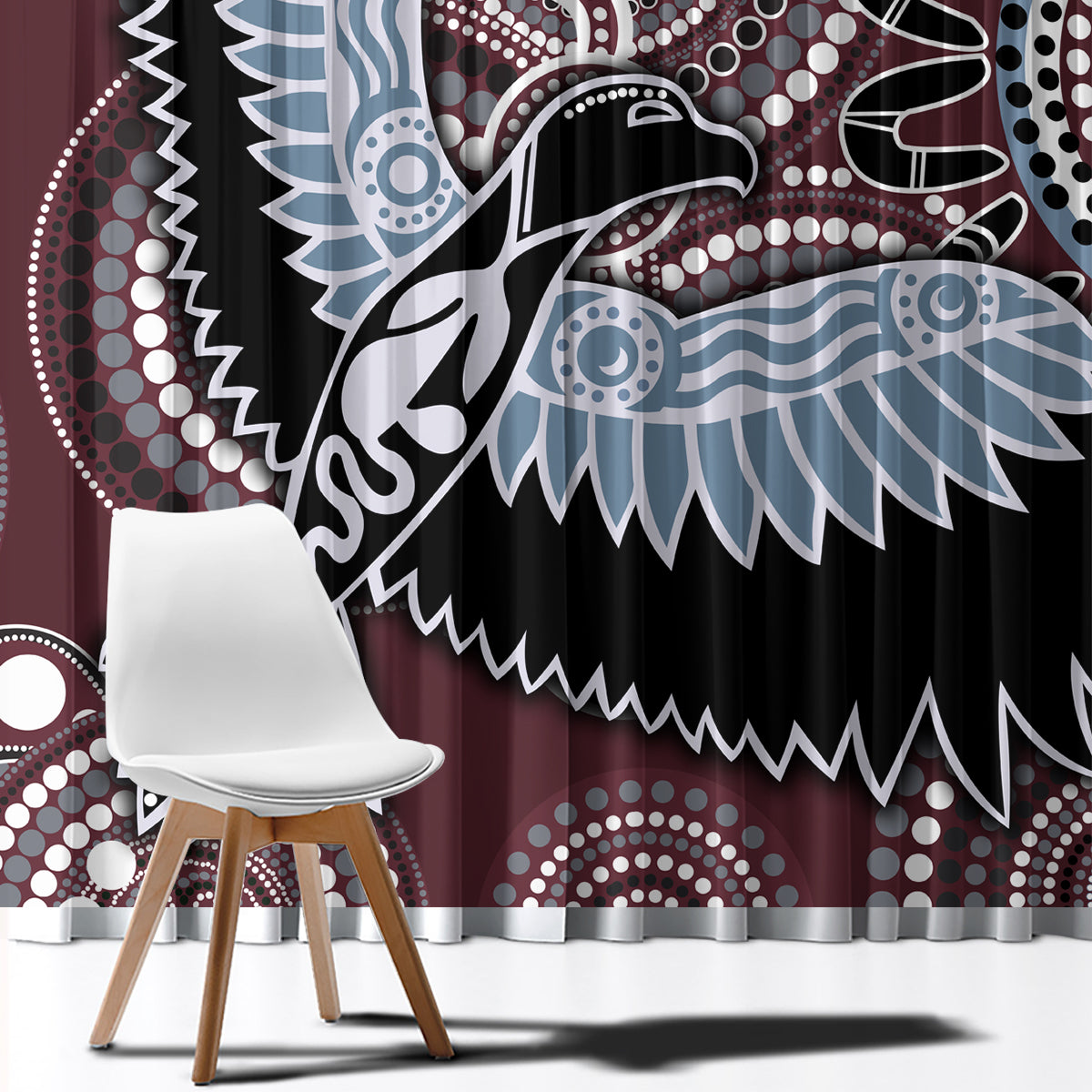 Aboriginal Pattern Bird Window Curtain