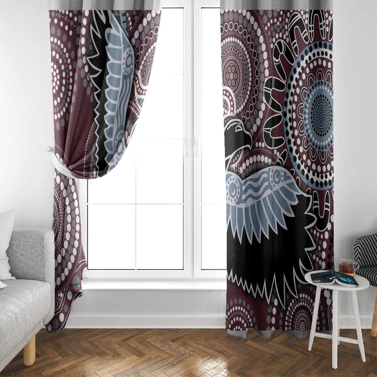 Aboriginal Pattern Bird Window Curtain