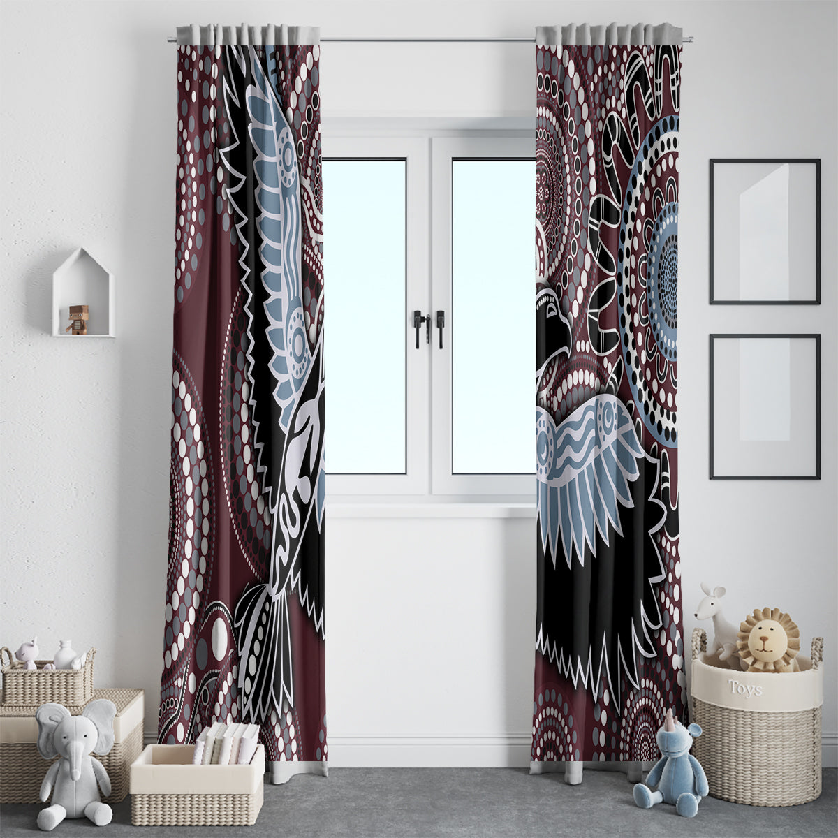 Aboriginal Pattern Bird Window Curtain