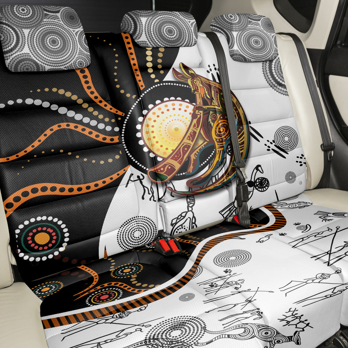 Aboriginal Kangaroo Pattern Dot Art Back Car Seat Cover