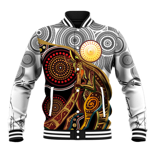Aboriginal Kangaroo Pattern Dot Art Baseball Jacket