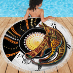 Aboriginal Kangaroo Pattern Dot Art Beach Blanket